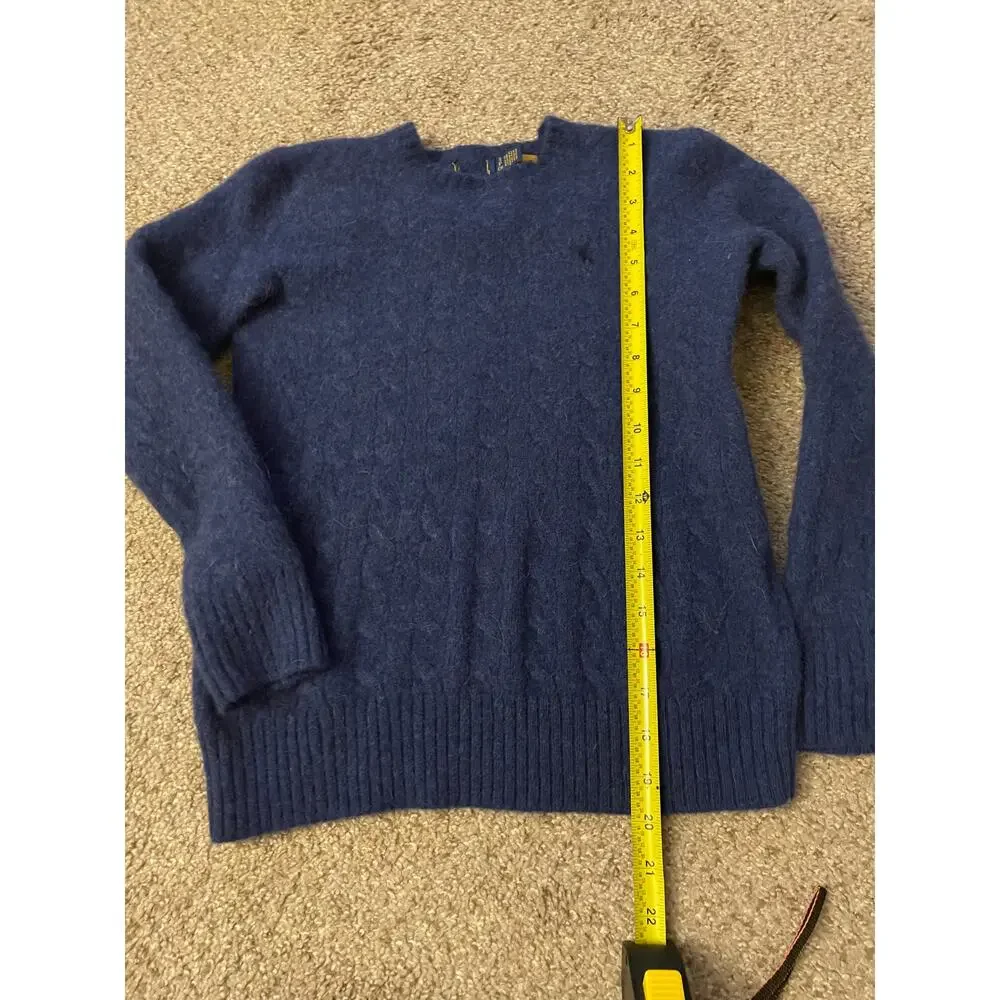 Polo Ralph Lauren Wool Alpaca Women Small Cable Knit Sweater Chunky Academia